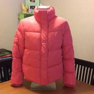 H&M coral/salmon coloured puffer jacket.